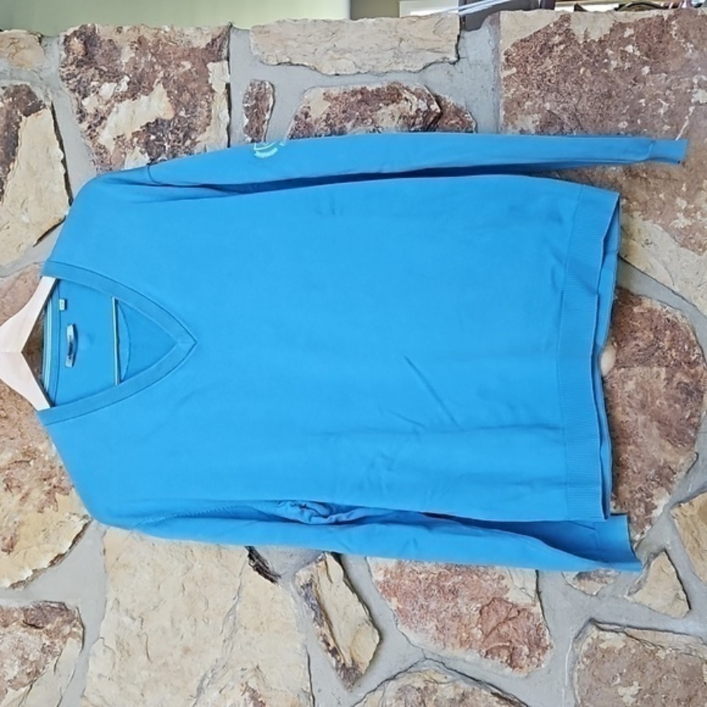 Ashworth Blue Knit V Neck Lightweight‎ Pima Cotton Golf Sweater Sz XL